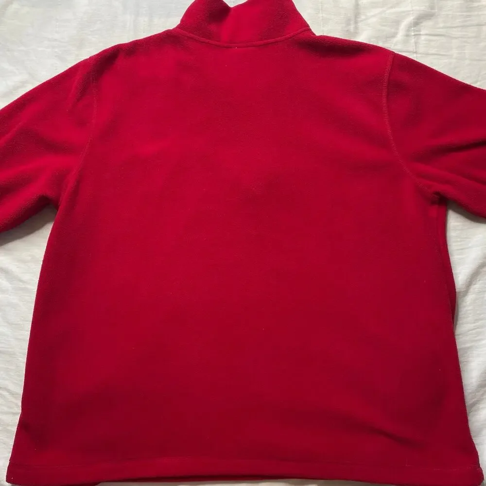 Vintage Disney Mickey Mouse Red Fleece Embroidered Quarter Zip Sz XL Pullover - Picture 2 of 6